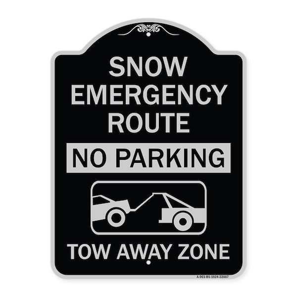 Signmission Snow Emergency Route Tow Away Zone W/ Graphic Heavy-Gauge Aluminum Sign, 24" x 18", BS-1824-22887 A-DES-BS-1824-22887 - main